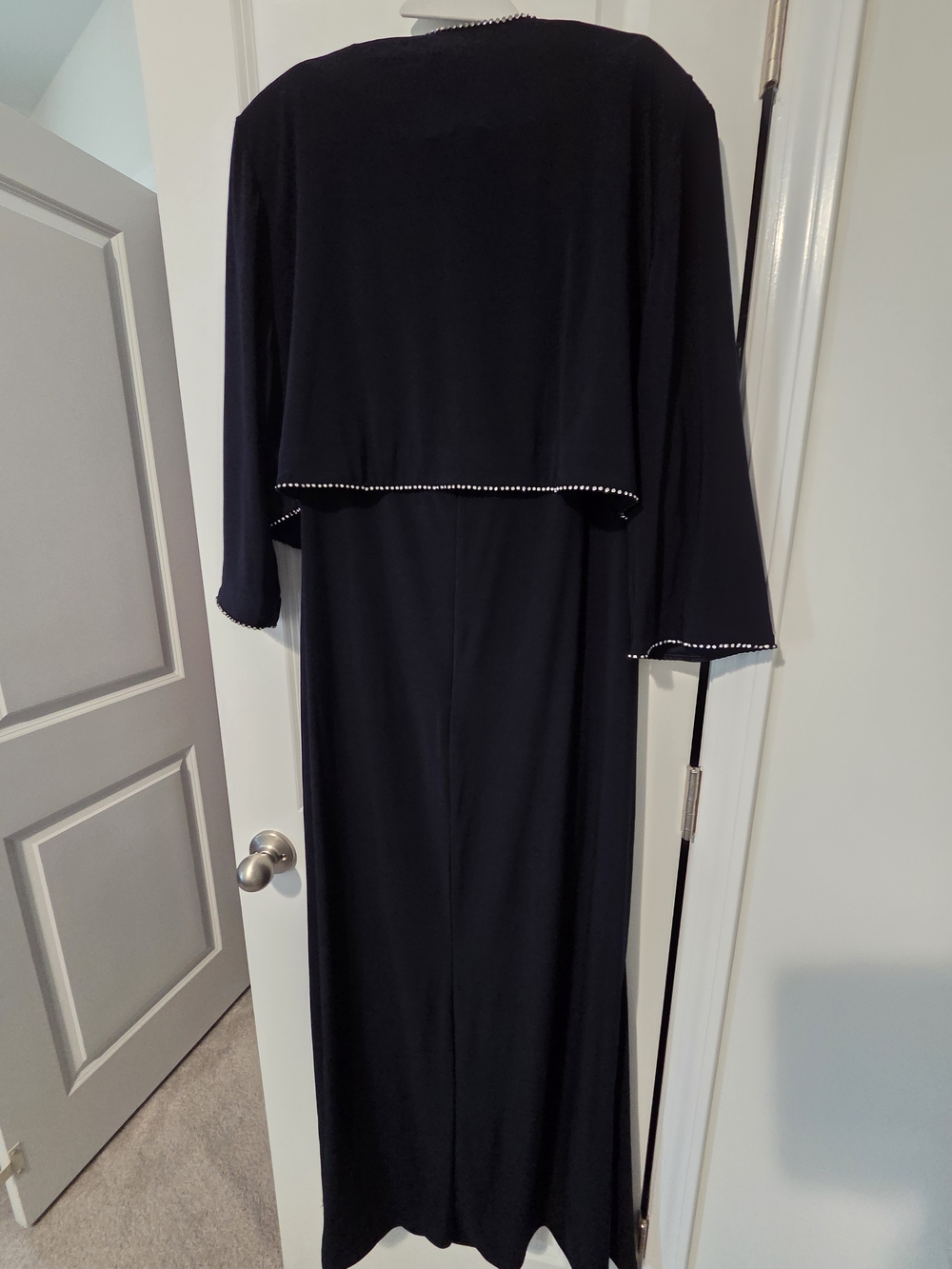 R&M Richards Midnight Navy Evening Dress with Rhinestone Trim - Picture 3 of 5